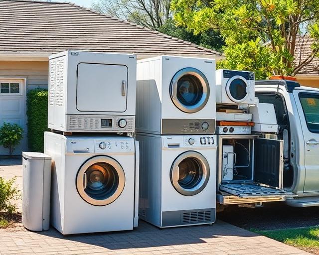 Appliances stacked for removal