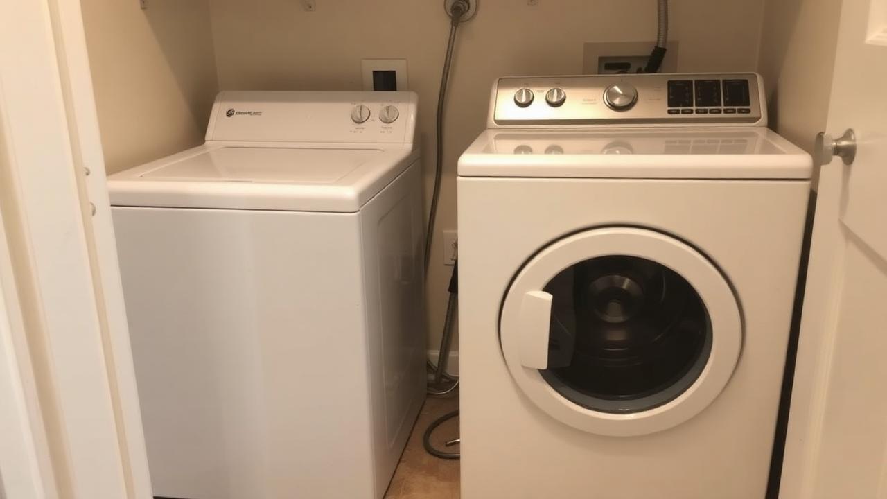 Old washer and dryer units in a laundry room ready for removal in Texoma