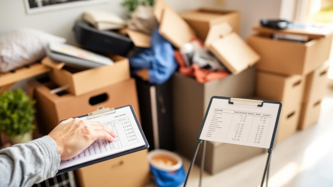 Person calculating junk removal costs with a clipboard in Sherman TX
