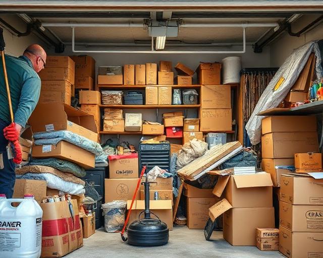 Cluttered garage ready for cleanout