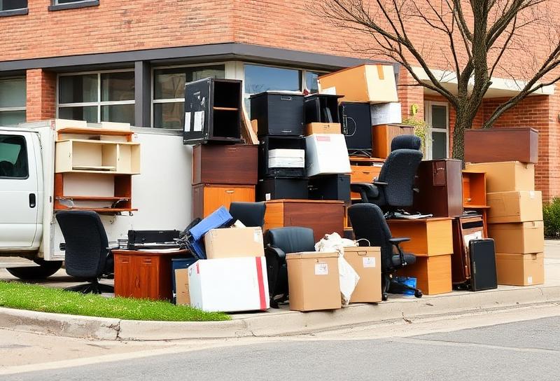 Representative service example of office furniture loaded for commercial junk pickup