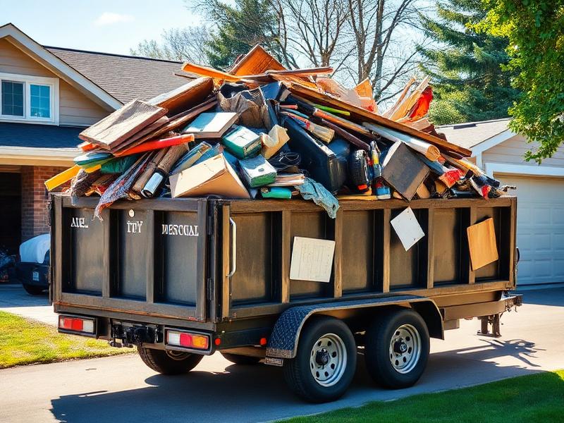 Texoma Waste Works dump trailer fully loaded after a residential junk removal job